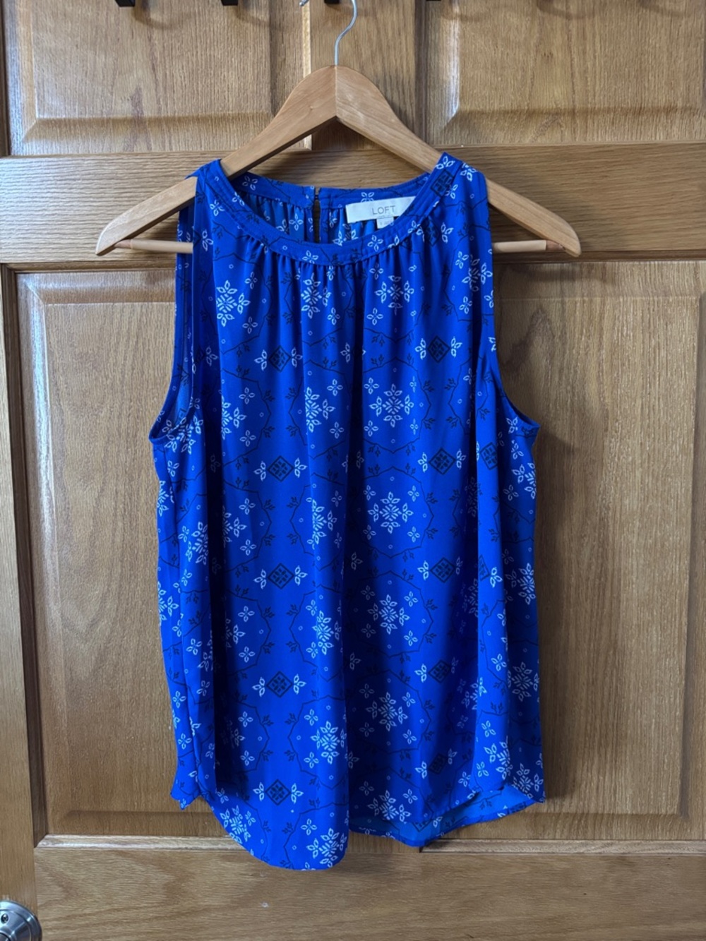 LOFT Royal Blue Printed Sleeveless Shell